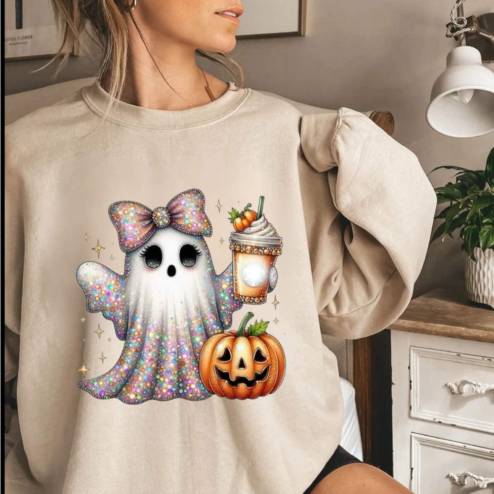 Sparkle  Ghost Halloween Sweatshirt